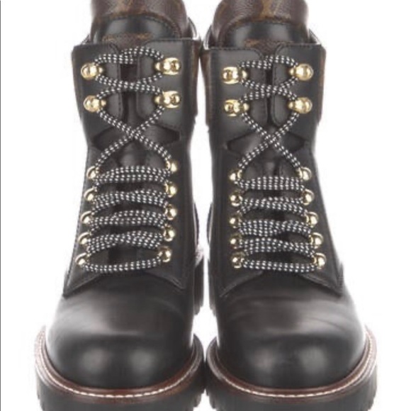 AUTHENTIC Louis Vuitton Graphic Print Combat Boots - Size 7.5 - Picture 4 of 10